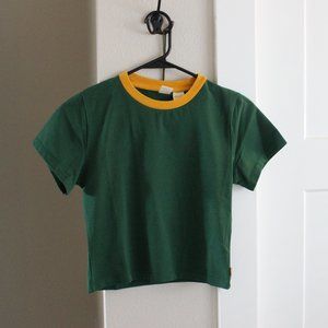 NWT Levi's Gold Tab Green and Gold Cropped Tee Shirt